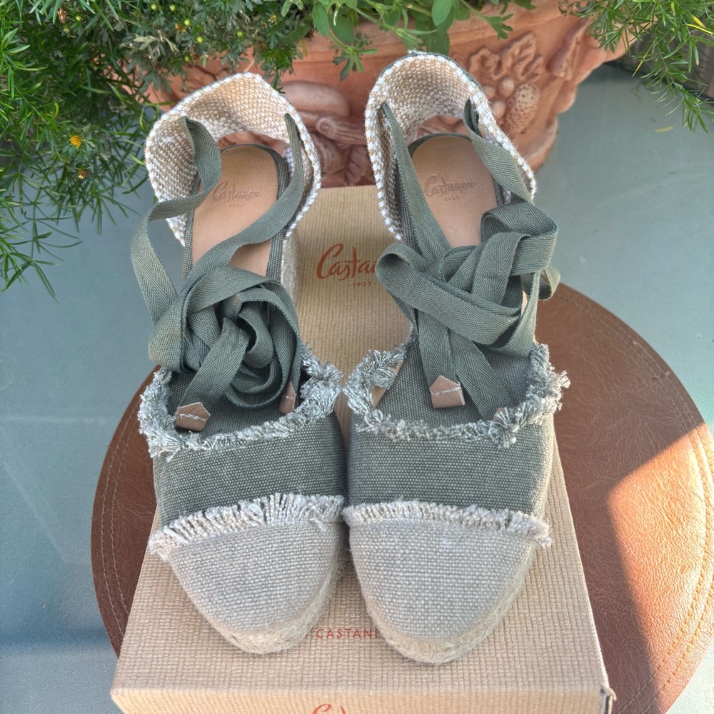 Castaner Espadrilles w/Ankle Wrap in Olive